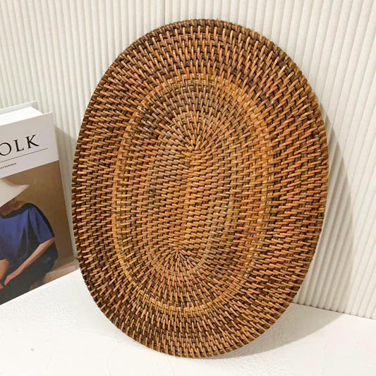 Oval Rattan Placemat – Dark Brown